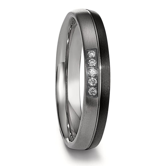 Partnerring Titan, Carbon Diamant 0.05 ct, 5 Steine, w-si