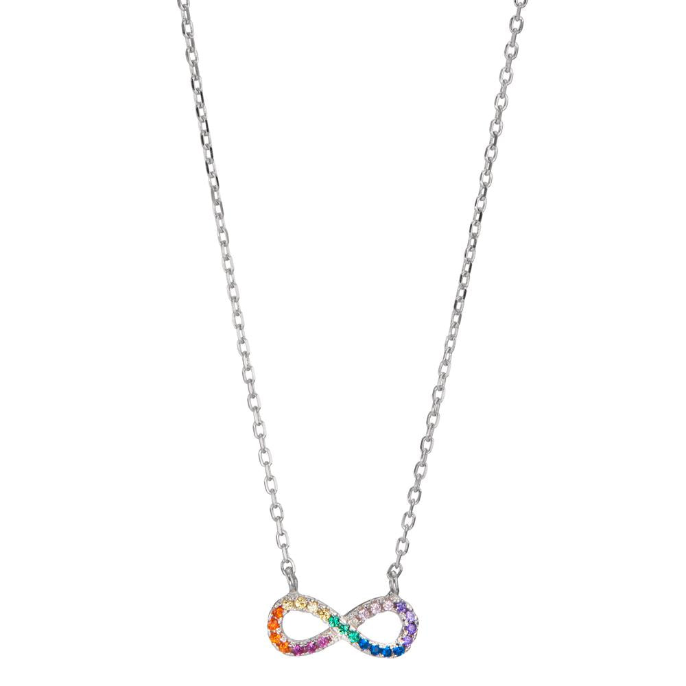 Collier Silber Zirkonia bunt rhodiniert Infinity verstellbar