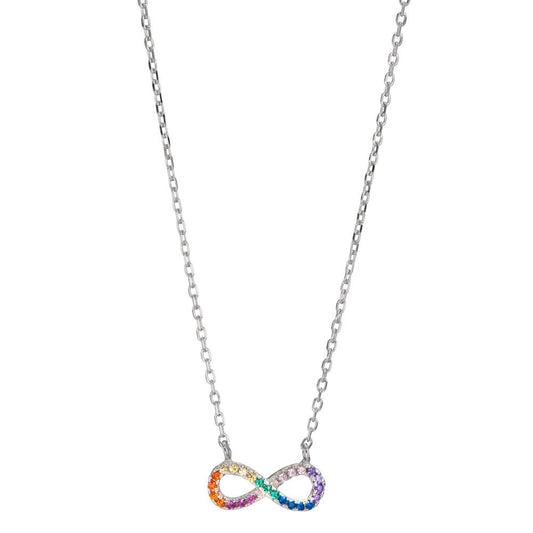 Collier Silber Zirkonia bunt rhodiniert Infinity verstellbar