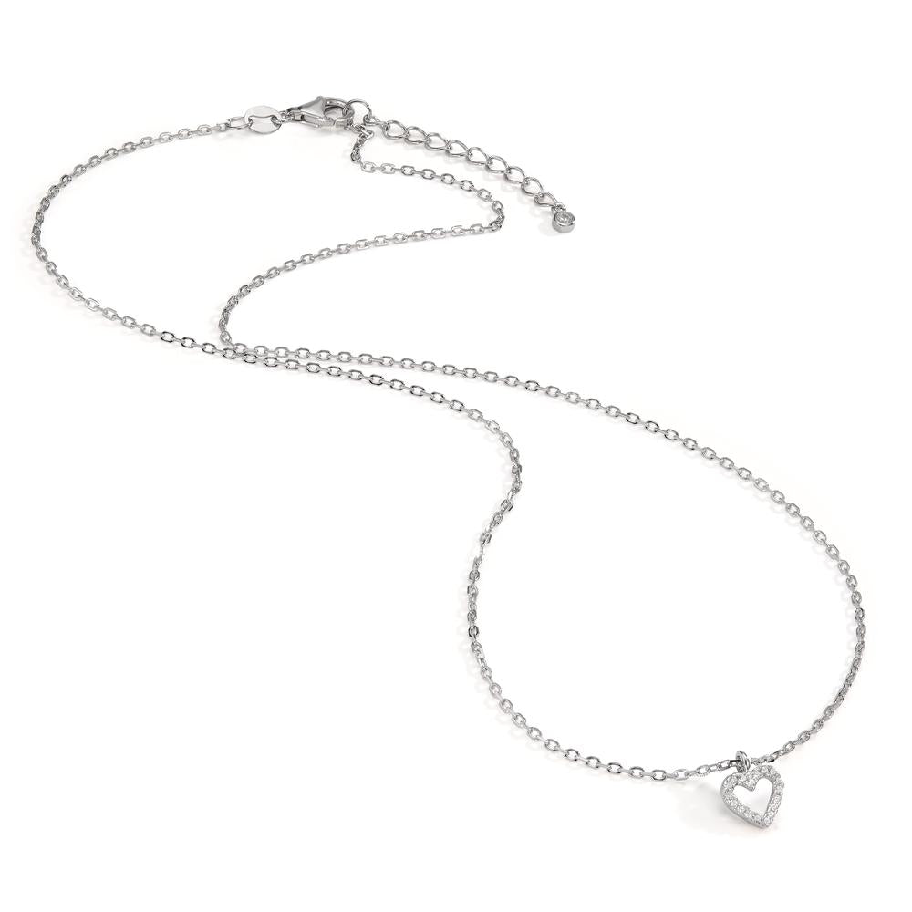 Collier Silber Zirkonia rhodiniert Herz verstellbar Ø7.5 mm