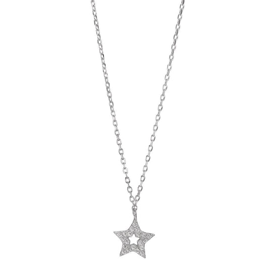 Collier Argent Zircone Rhodié Étoile 42-45 cm