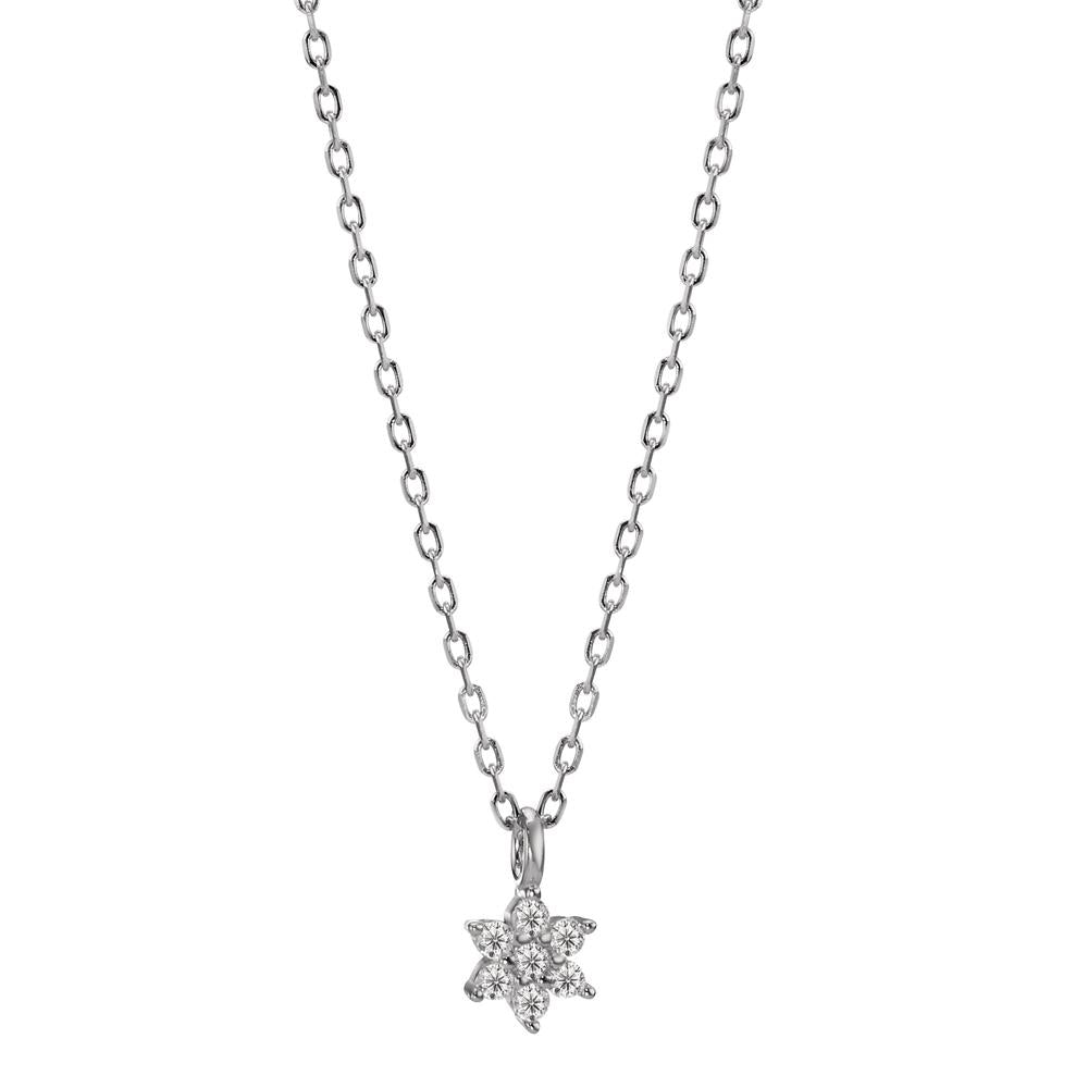 Necklace Silver Zirconia Rhodium plated Flower 42-45 cm