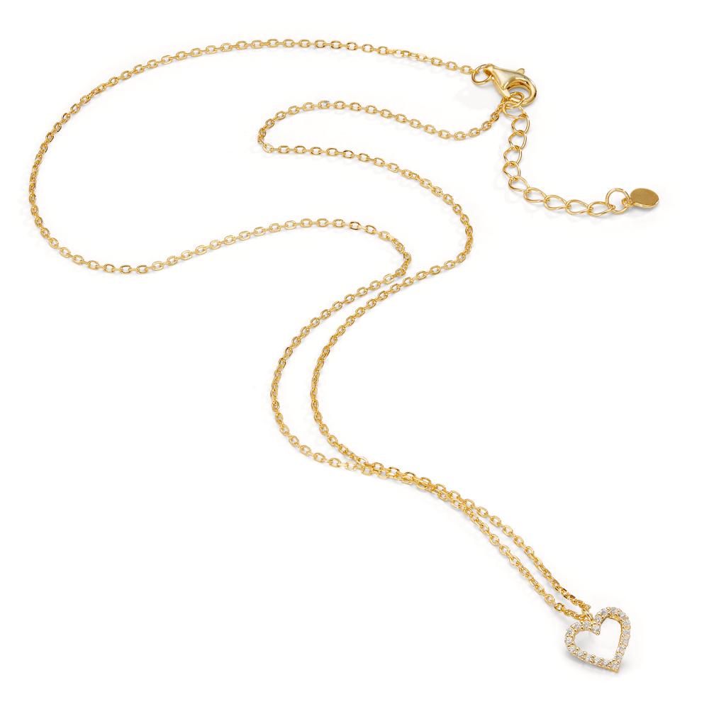 Necklace Silver Zirconia Yellow Gold plated Heart 42-45 cm