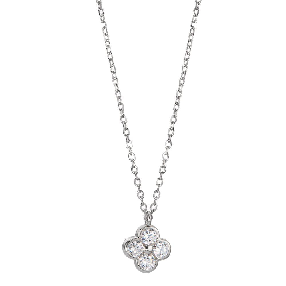 Collier Silber Zirkonia 4 Steine rhodiniert Blume verstellbar Ø7.5 mm