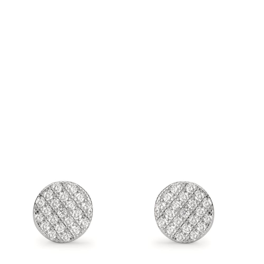 Clous d'oreilles Argent Zircone Rhodié Ø7 mm