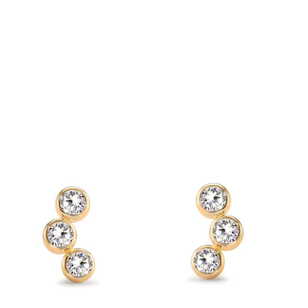 Stud earrings Silver Zirconia 6 Stones Yellow Gold plated