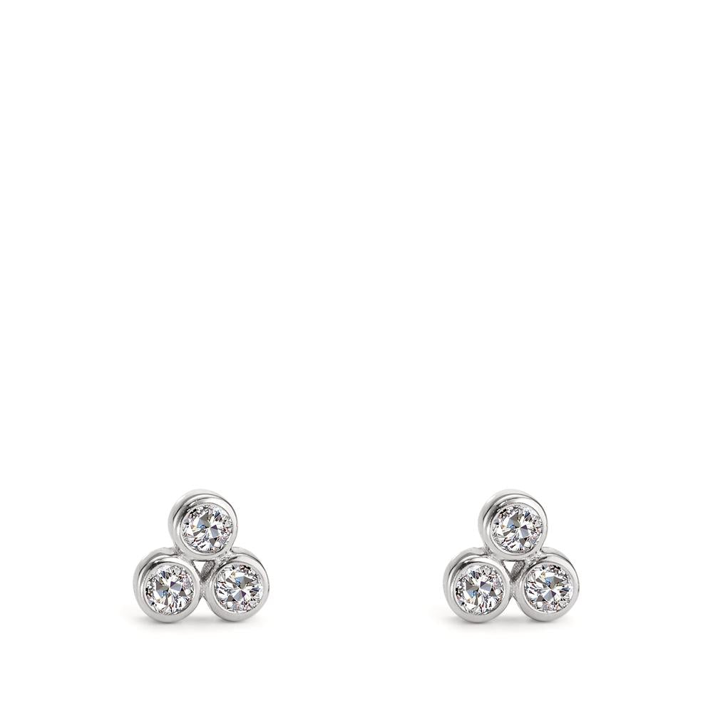 Clous d'oreilles Argent Zircone 6 Pierres Rhodié Ø6.5 mm