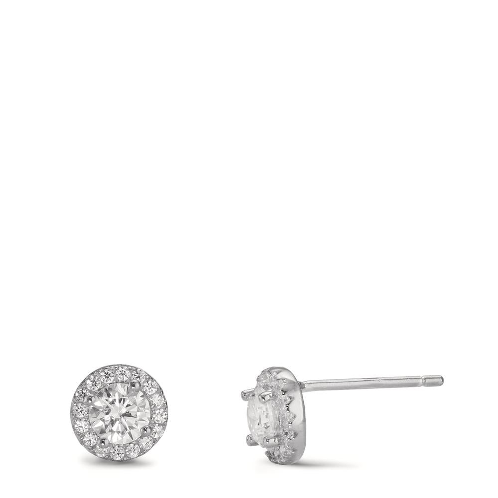 Clous d'oreilles Argent Zircone Rhodié Ø7 mm