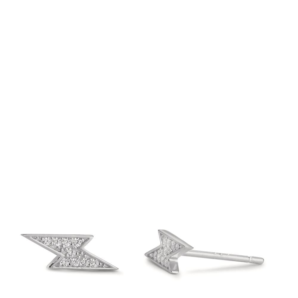 Clous d'oreilles Argent Zircone 18 Pierres Rhodié