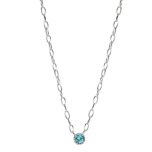 Collier Argent Zircone aqua Rhodié 40-45 cm