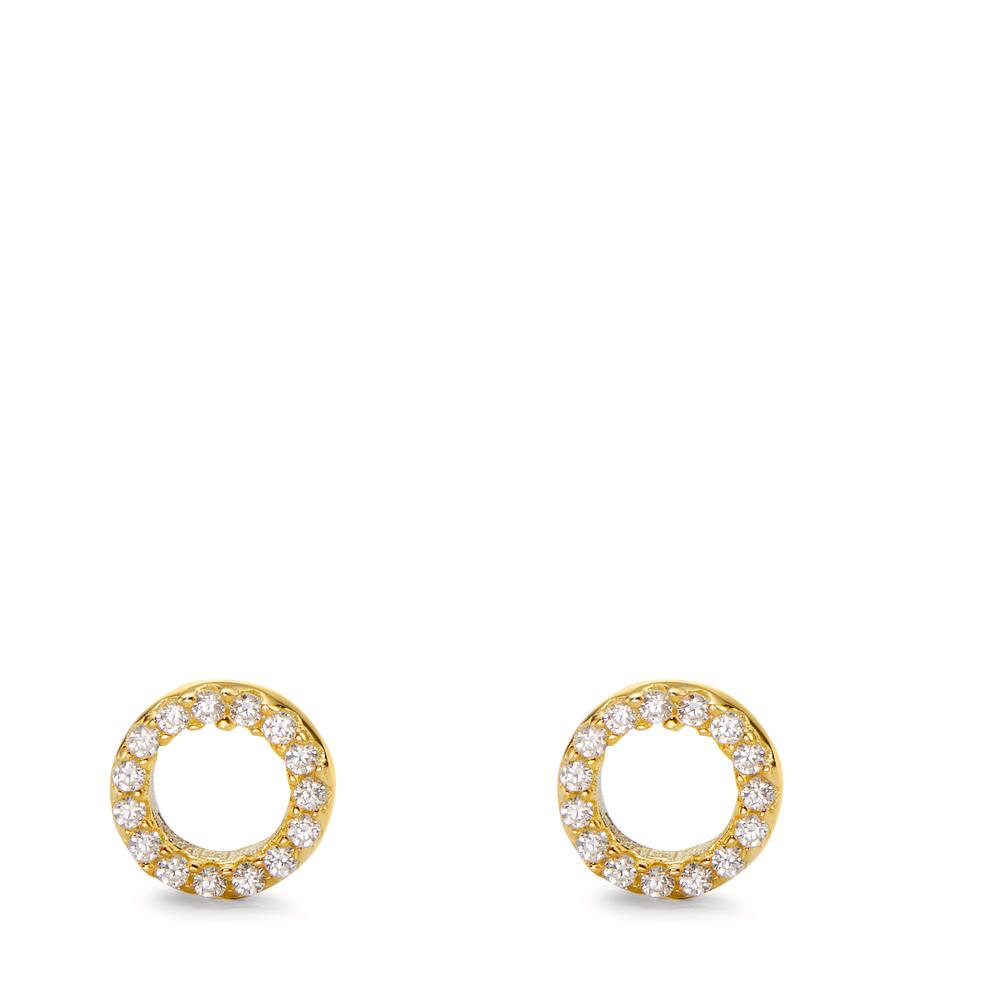 Stud earrings Silver Zirconia Yellow Gold plated Ø6.5 mm