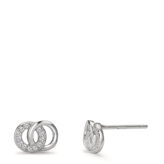 Clous d'oreilles Argent Zircone 24 Pierres Rhodié