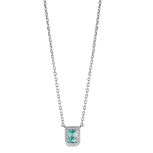 Necklace Silver Zirconia Blue, 19 Stones Rhodium plated 40-45 cm