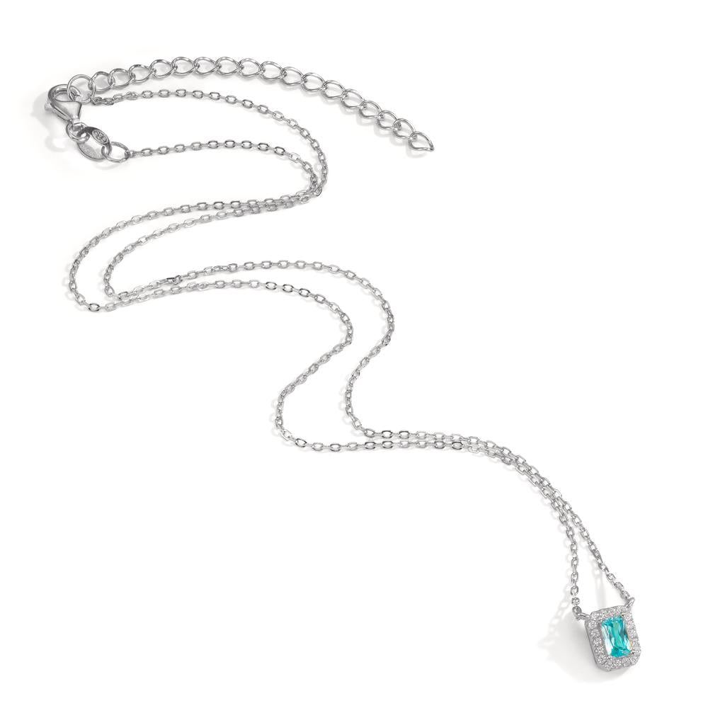 Necklace Silver Zirconia Blue, 19 Stones Rhodium plated 40-45 cm