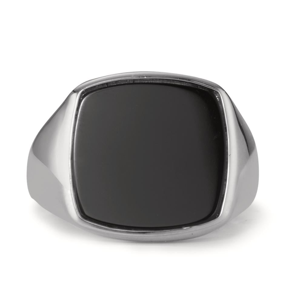 Fingerring Silber Onyx rhodiniert