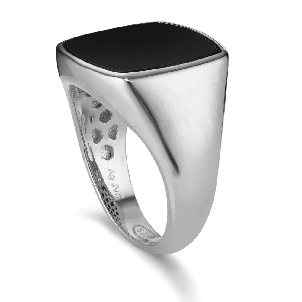 Fingerring Silber Onyx rhodiniert