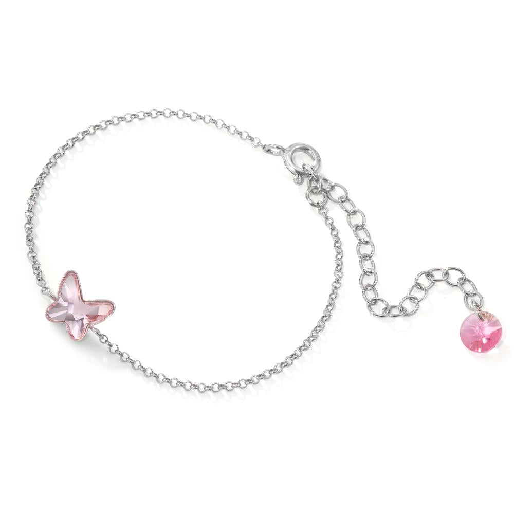 Armband Silber Zirkonia rosa, 2 Steine rhodiniert Schmetterling verstellbar