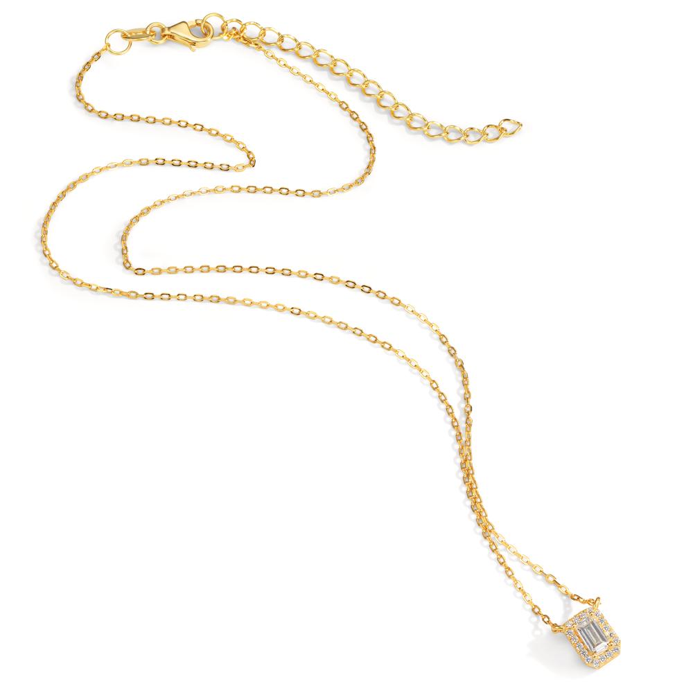 Collana Argento Zirconia 19 pietra giallo dorato 40-45 cm