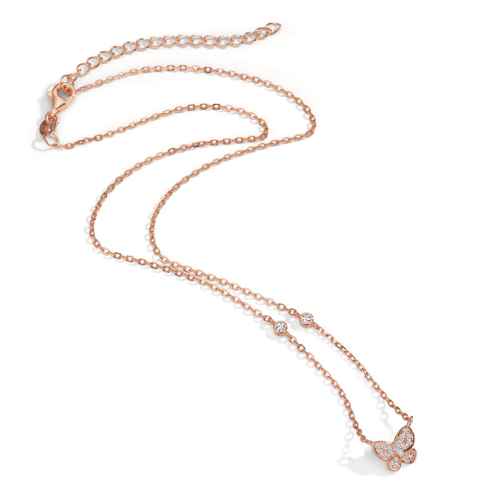 Collier Argent Zircone rosé Plaqué or Papillon 40-45 cm