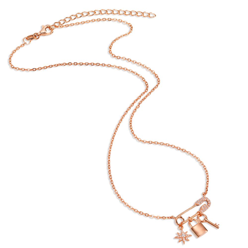 Necklace Silver Zirconia Rose Gold plated 40-45 cm