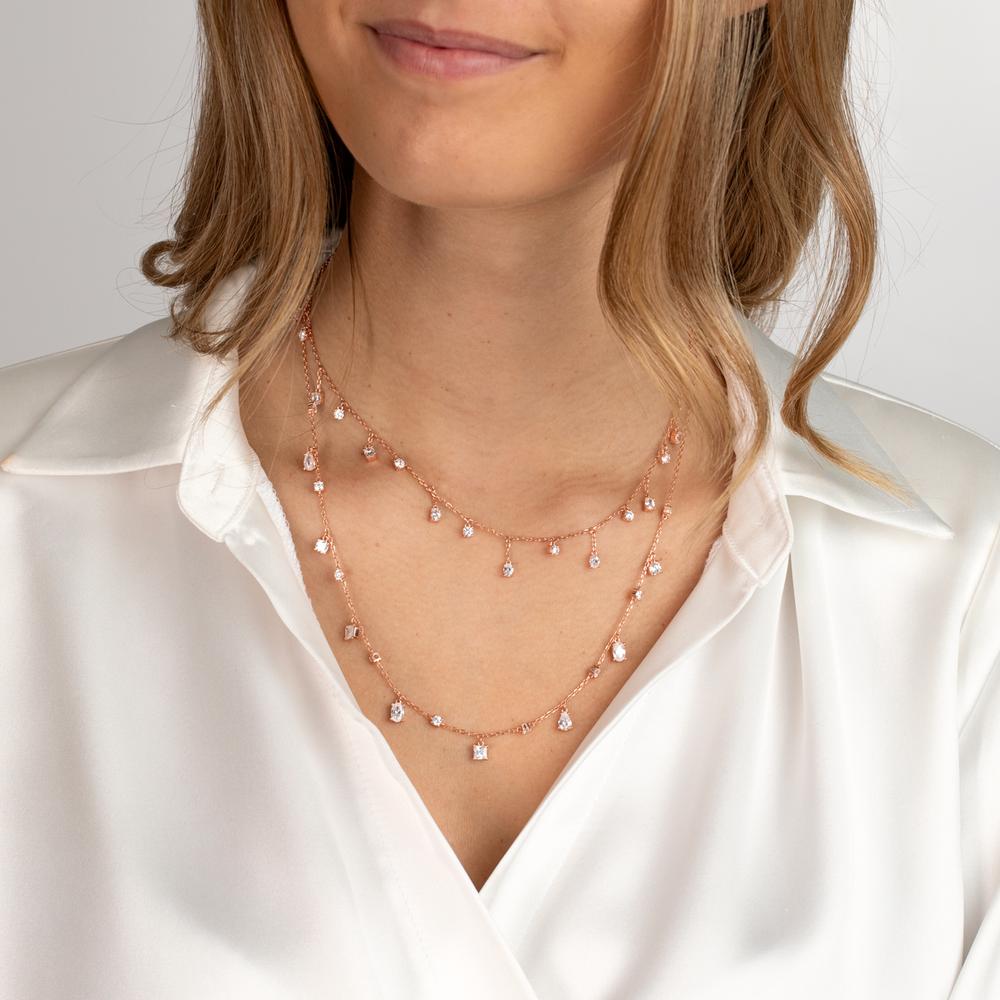 Collier Silber Zirkonia rosé vergoldet verstellbar