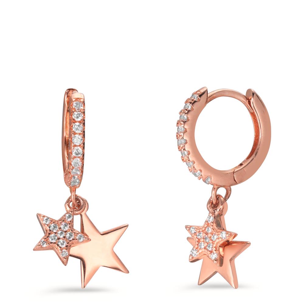 Orecchini circolari Argento Zirconia rosa dorato Stella