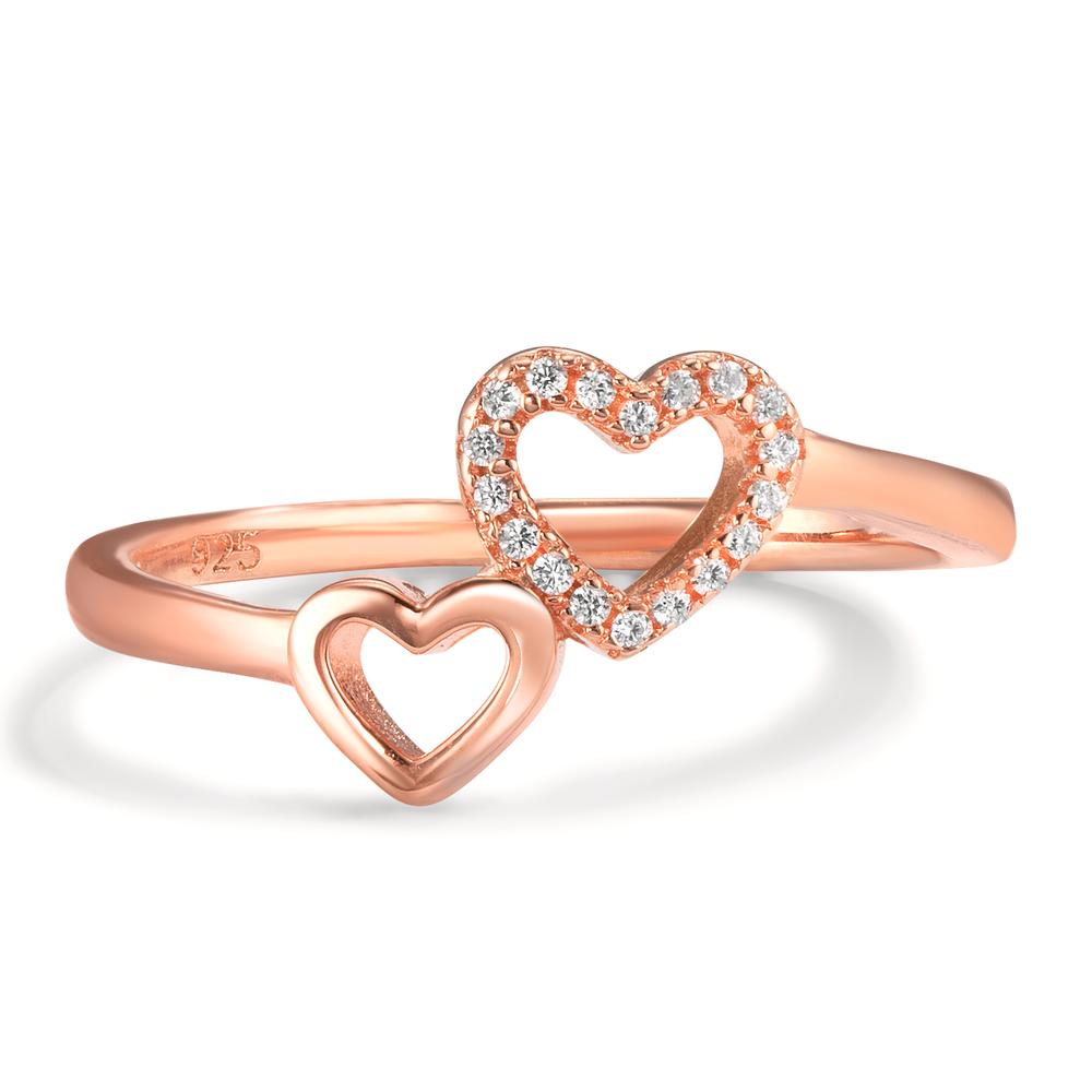 Bague Argent Zircone rosé Plaqué or Coeur