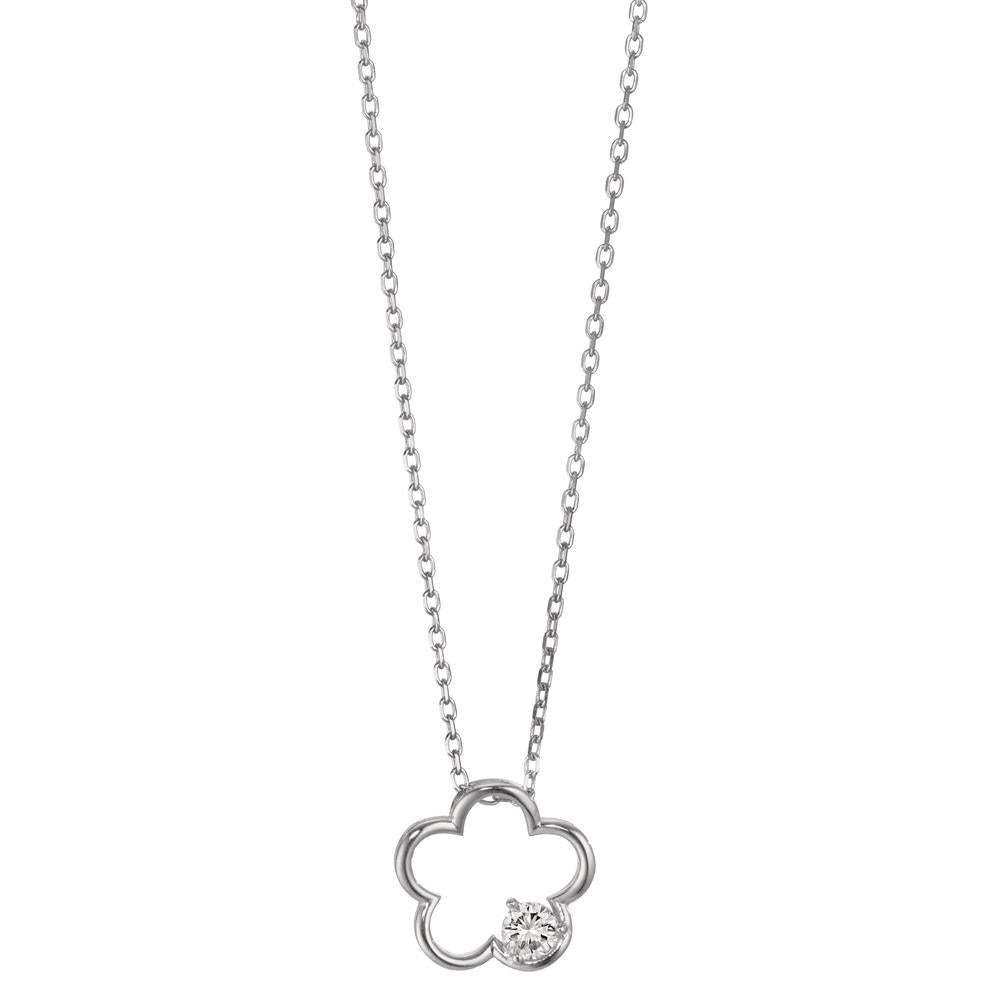 Collier Argent Zircone Rhodié Fleur 40-45 cm Ø14 mm