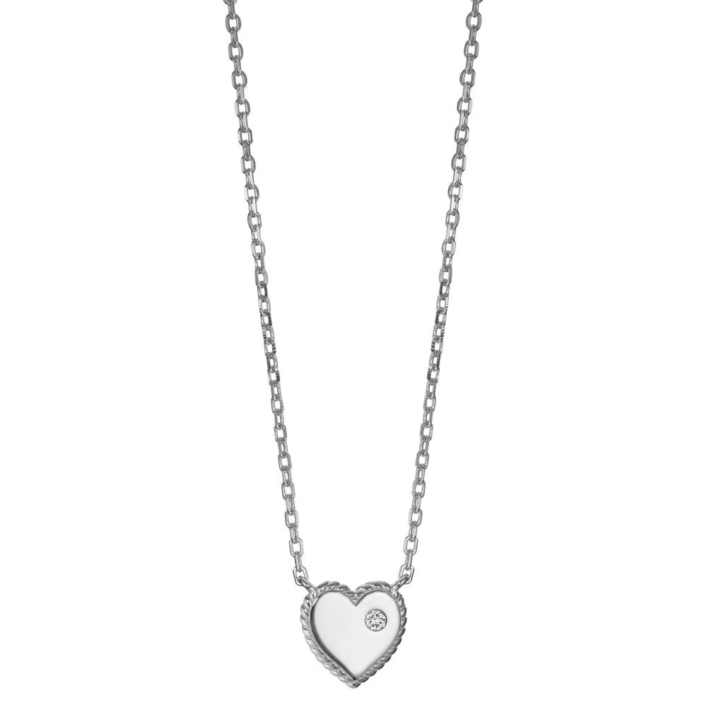 Collana Argento Zirconia rodiato Cuore 40-45 cm Ø10 mm