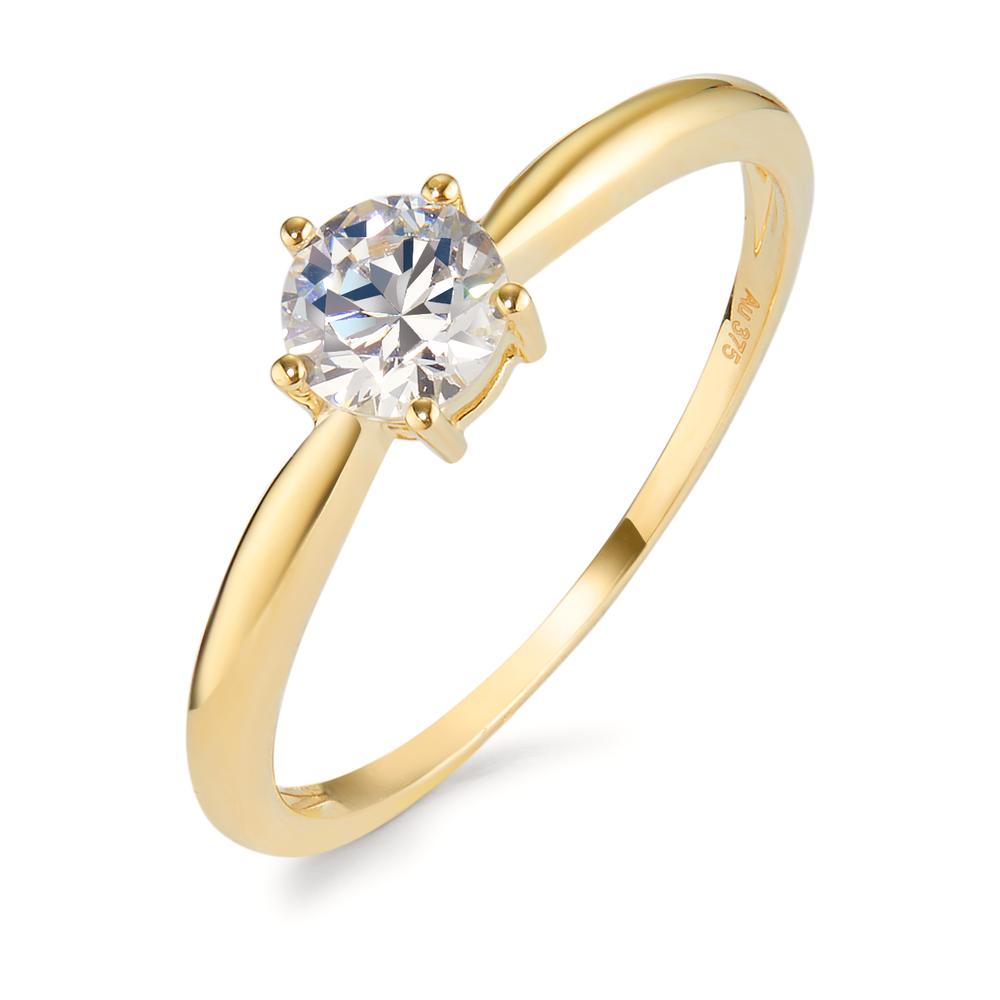 Solitaire ring 9k Yellow Gold Zirconia Ø5.5 mm