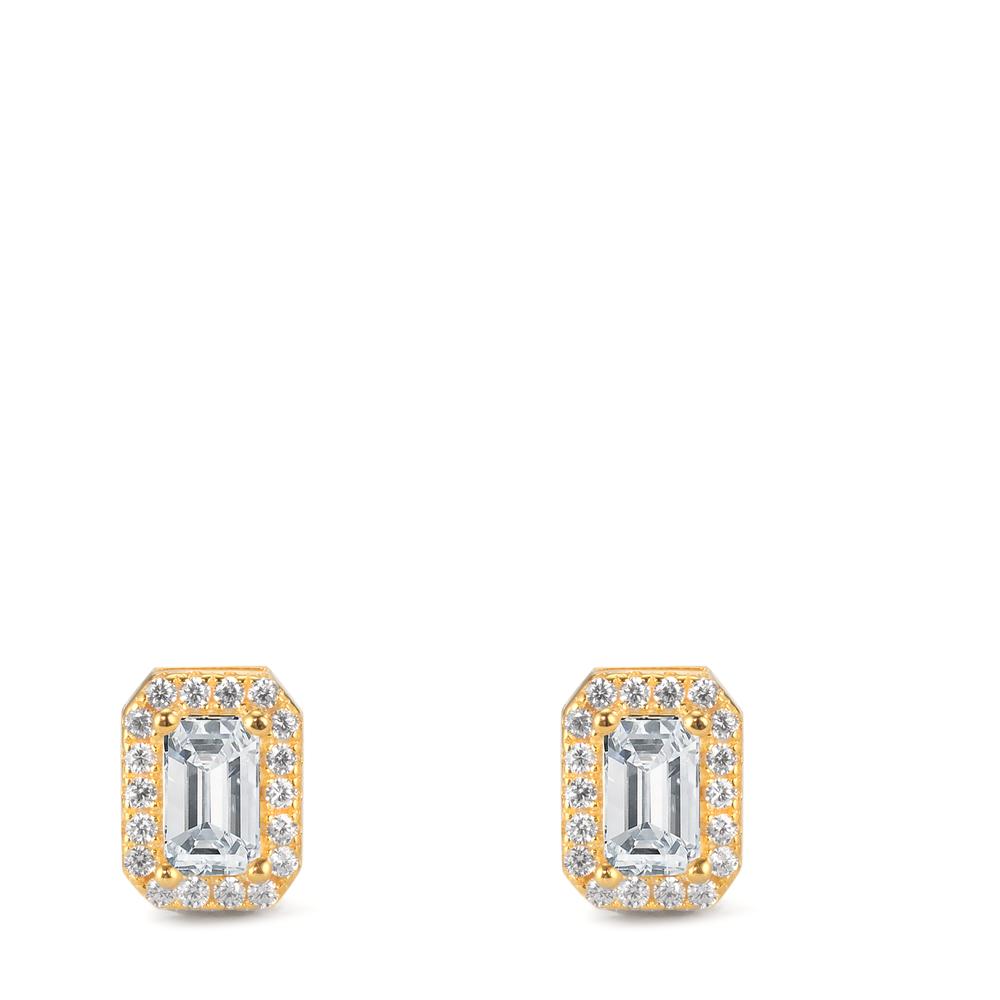 Stud earrings Silver Zirconia Yellow Gold plated