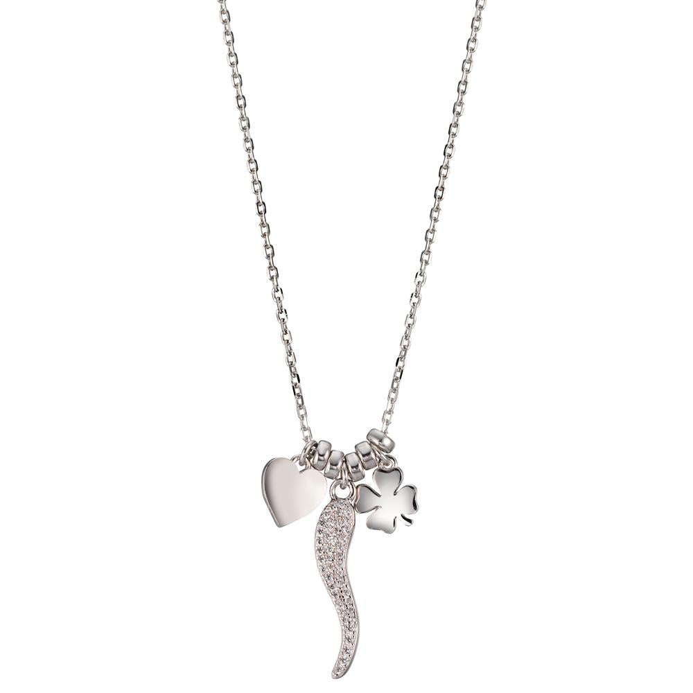 Necklace Silver Zirconia Rhodium plated Lucky Charm 40-45 cm