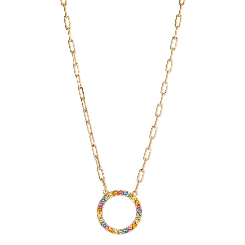 Necklace Bronze Zirconia Colorful Gold plated 40-45 cm Ø15 mm