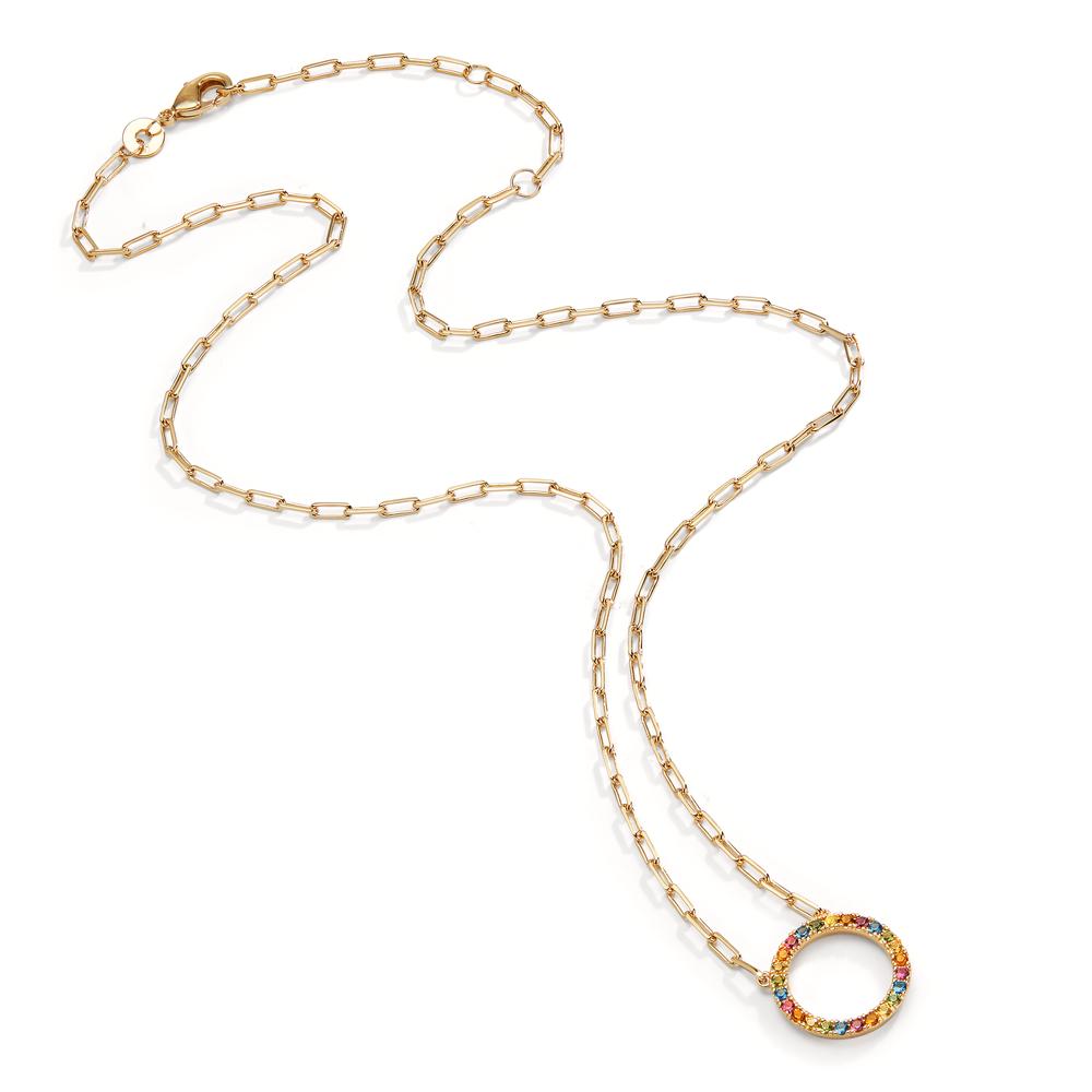 Necklace Bronze Zirconia Colorful Gold plated 40-45 cm Ø15 mm