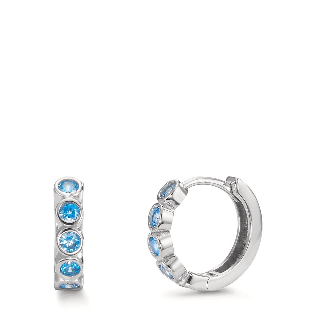 Orecchini circolari Argento Zirconia acqua, 10 pietra rodiato