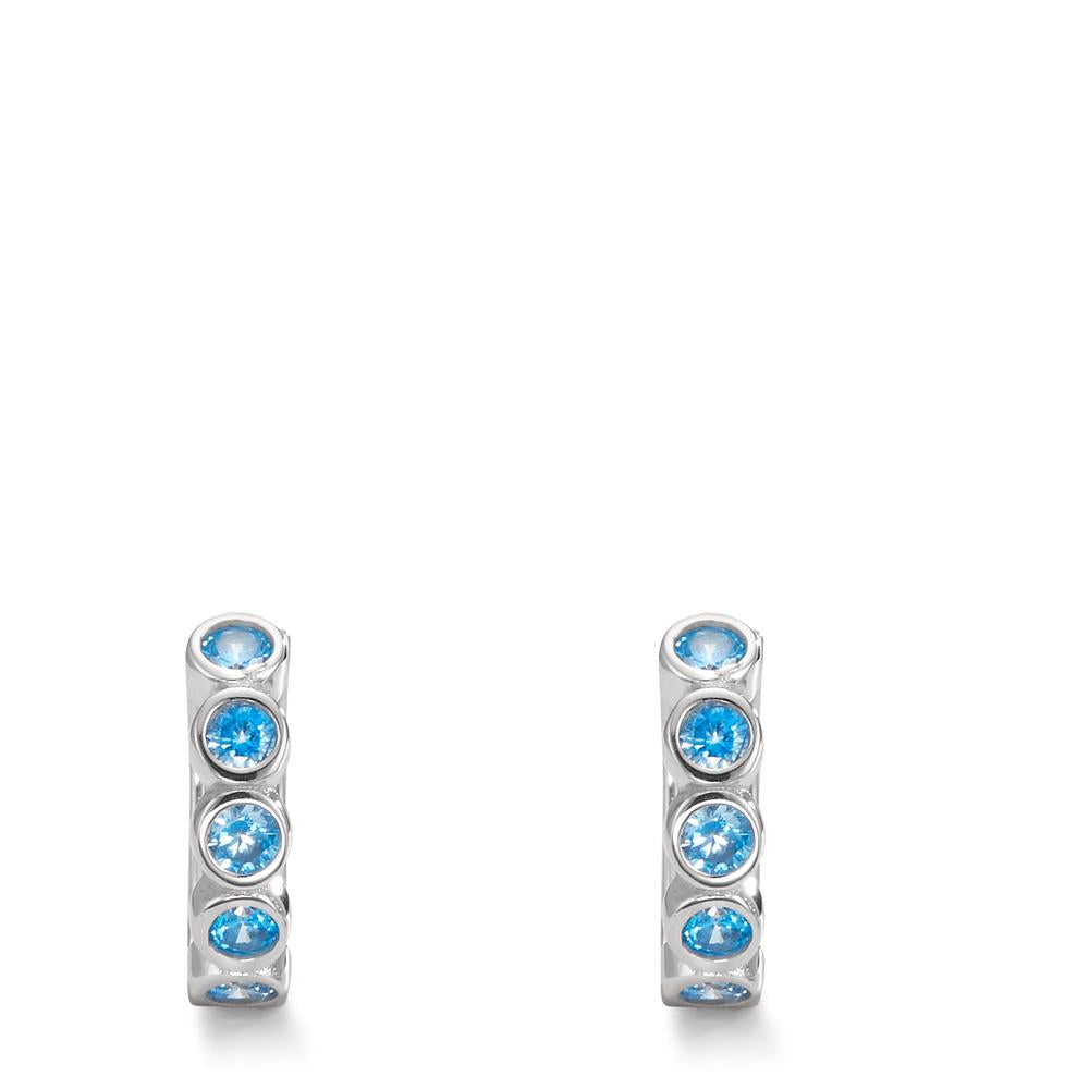 Orecchini circolari Argento Zirconia acqua, 10 pietra rodiato