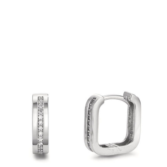 Hinged hoop Silver Zirconia 24 Stones Rhodium plated