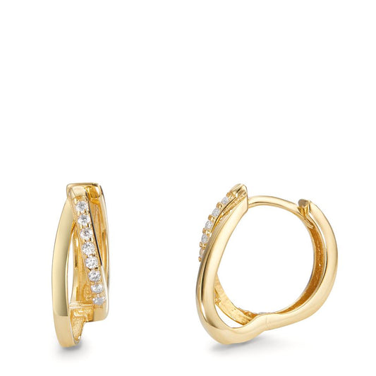 Hinged hoop Silver Zirconia 16 Stones Yellow Gold plated