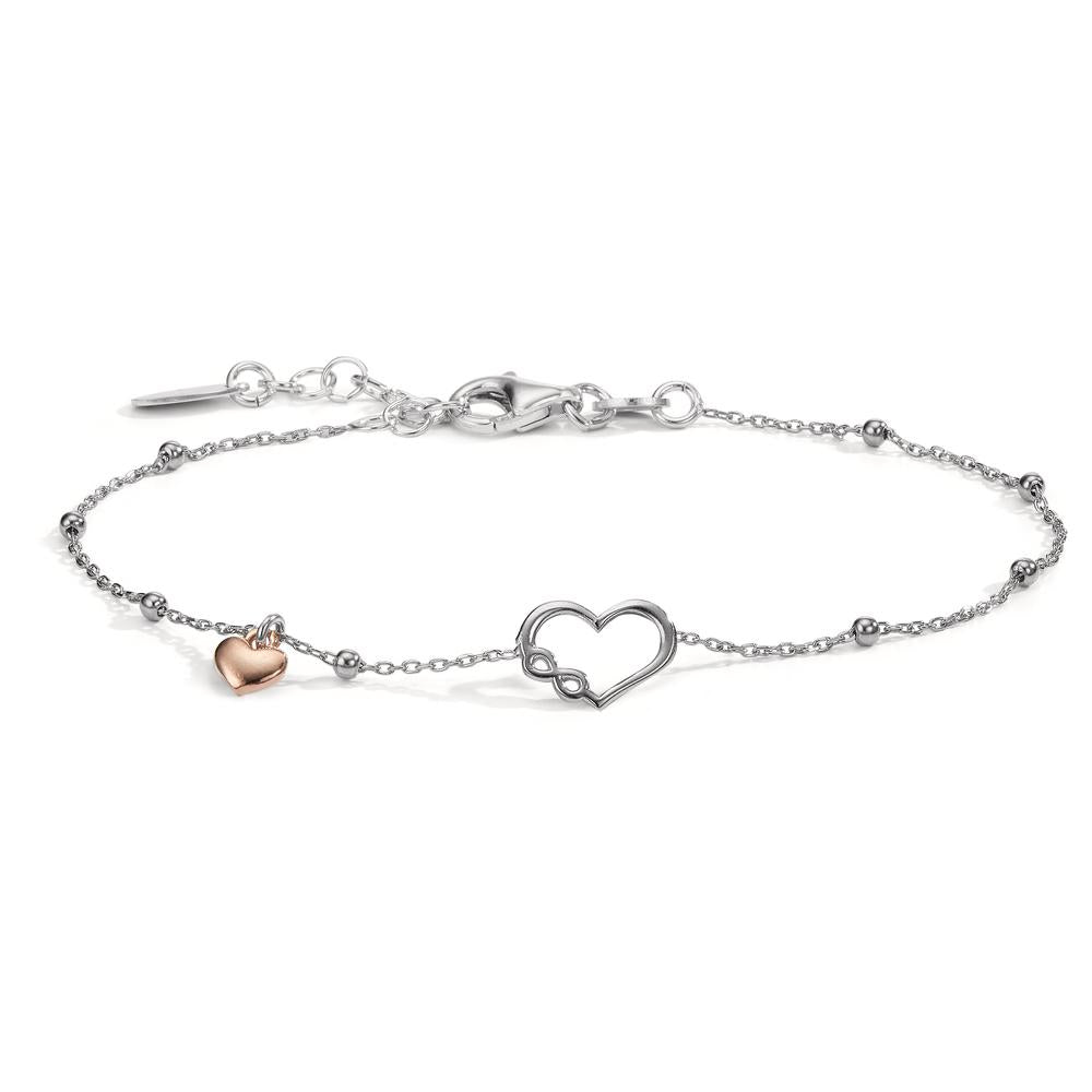 Armband Silber rosé bicolor Herz verstellbar