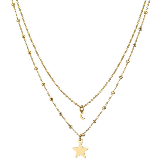 Collar Plata Amarillo Dorado estrella 38-42 cm
