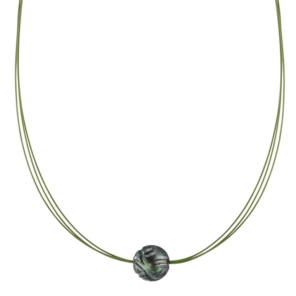 Necklace Stainless steel Green IP coated Tahitian pearl 42 cm