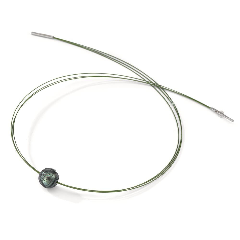 Necklace Stainless steel Green IP coated Tahitian pearl 42 cm