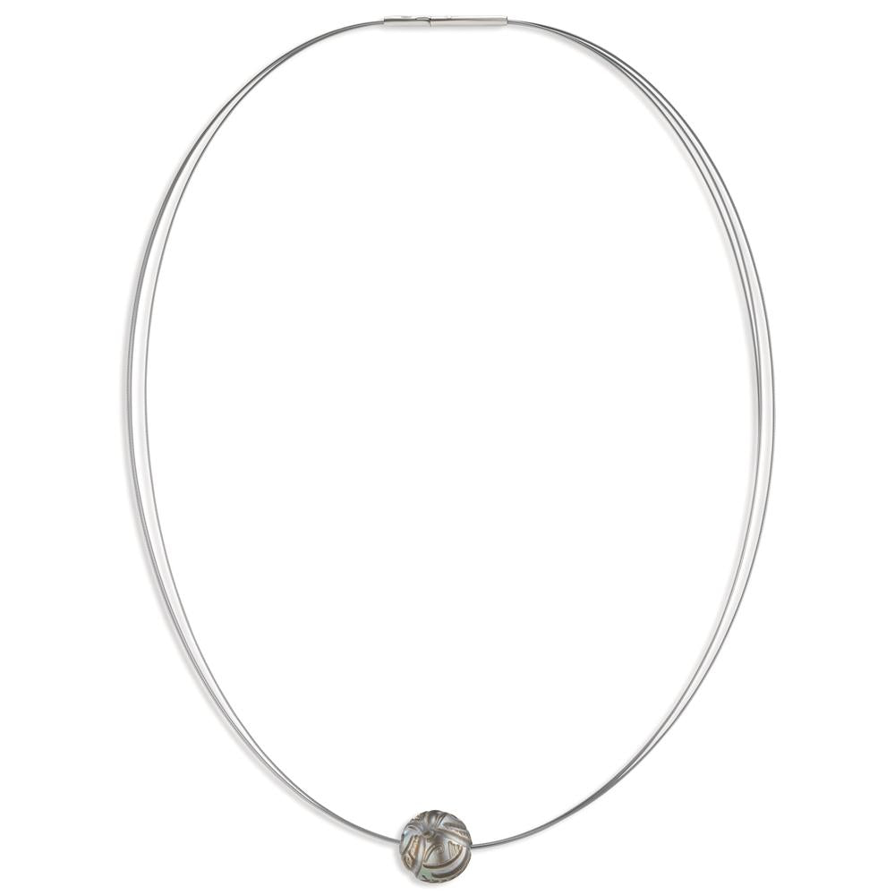 Collar Acero inoxidable Gris Recubierto de IP Perla de Tahití 42 cm