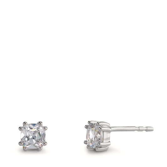 Stud earrings 9k White Gold Zirconia 2 Stones Ø4.5 mm