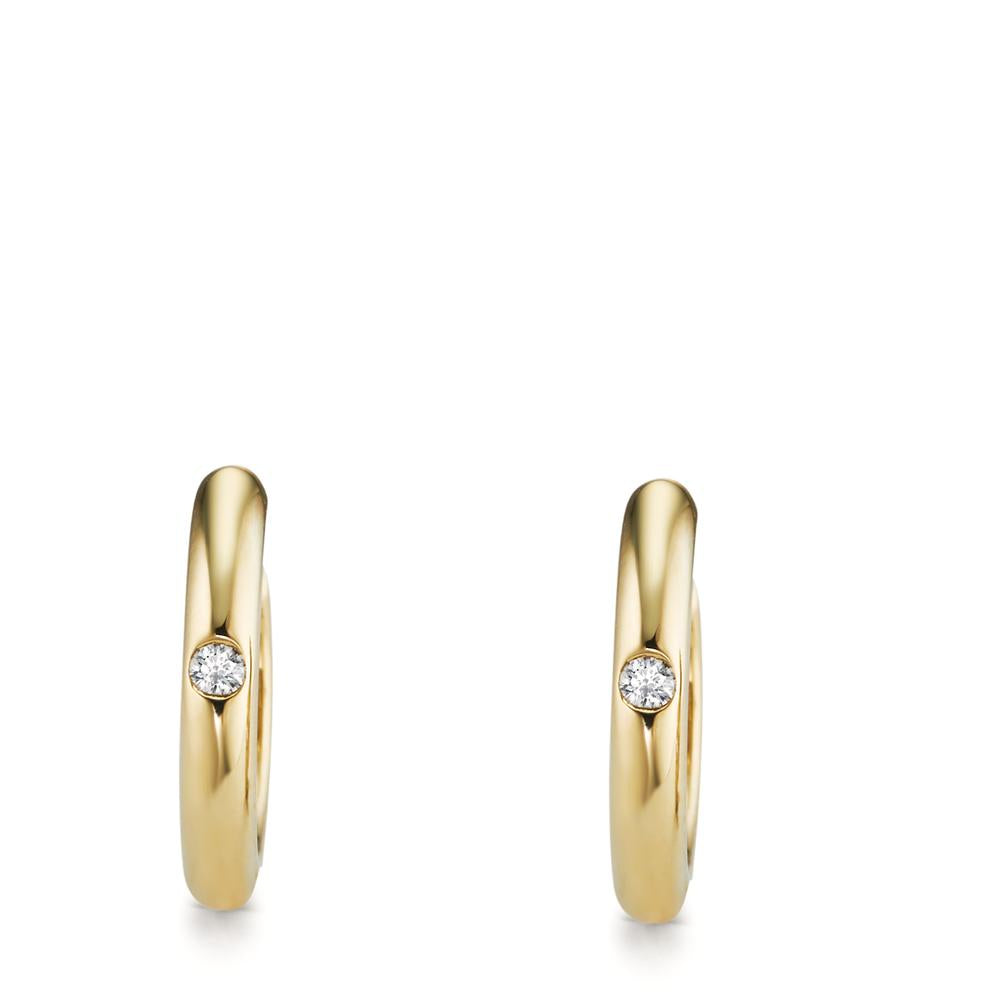 Orecchini circolari Oro giallo 375/9K Diamante 0.04 ct, 2 pietra, w-si