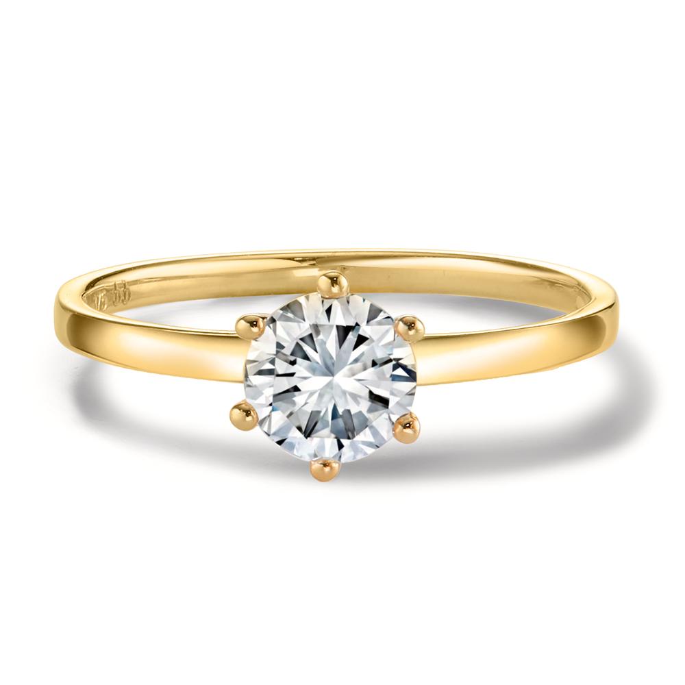 Solitär Ring 375/9 K Gelbgold Zirkonia 6 mm