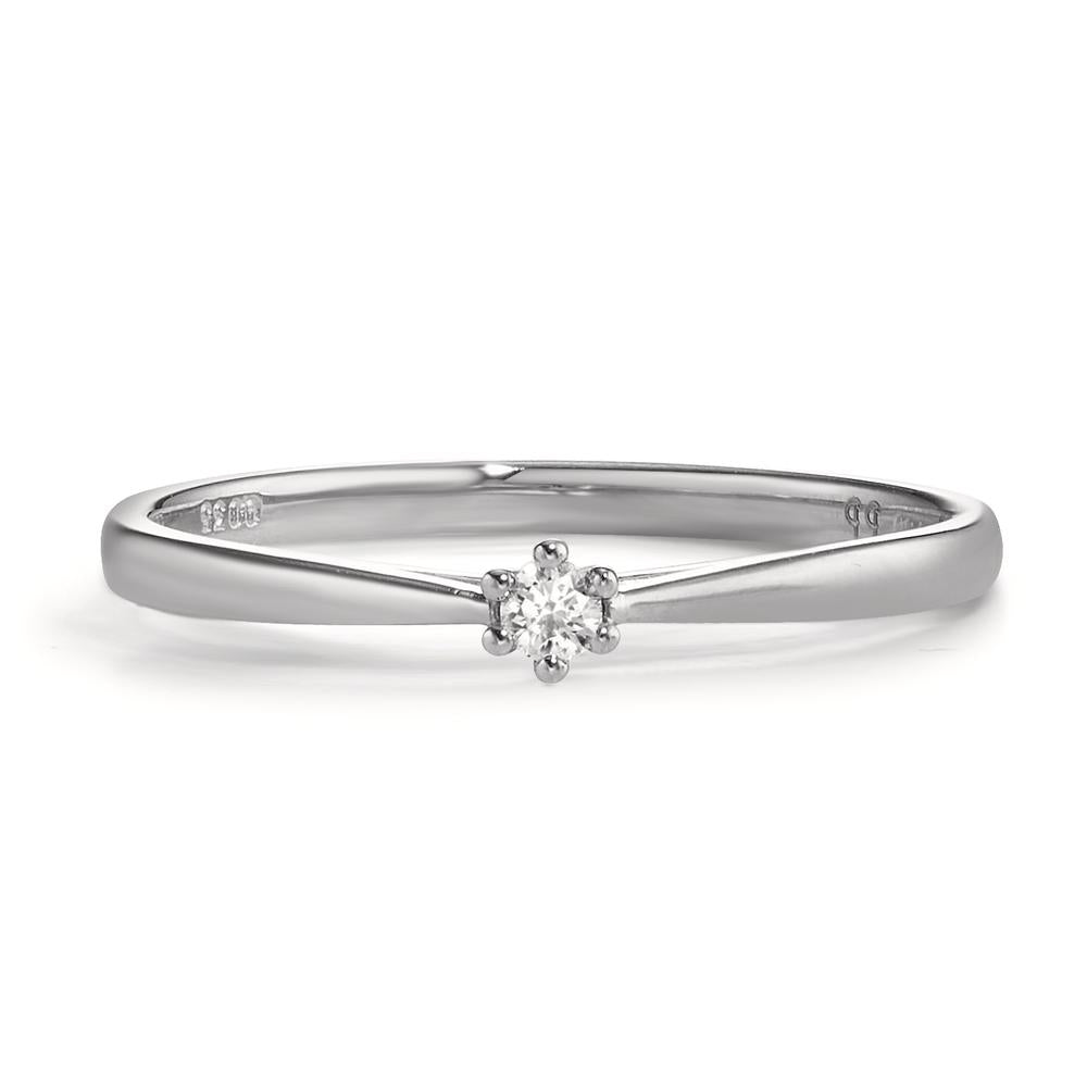 Solitär Ring 750/18 K Weissgold Diamant 0.035 ct, w-si