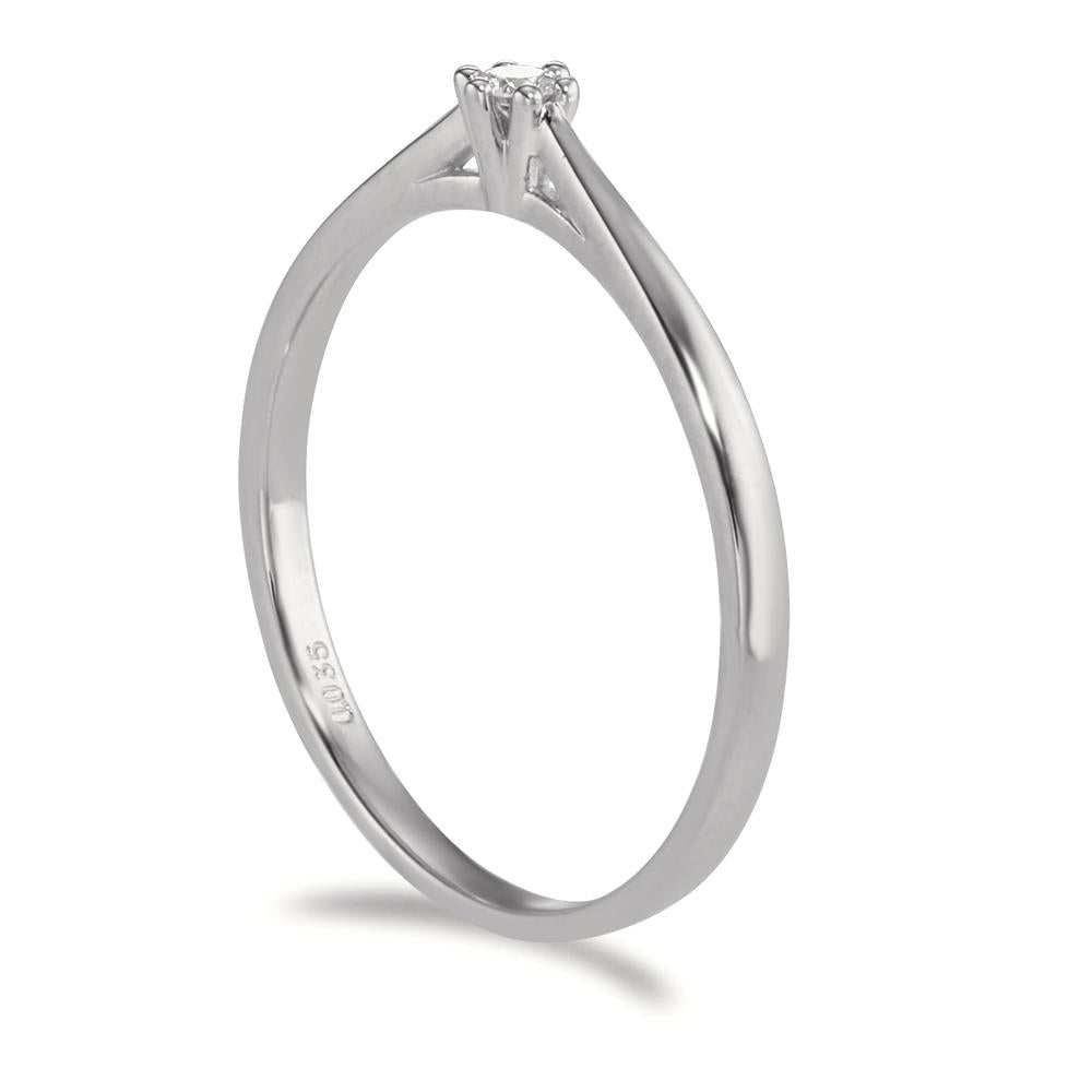 Solitär Ring 750/18 K Weissgold Diamant 0.035 ct, w-si