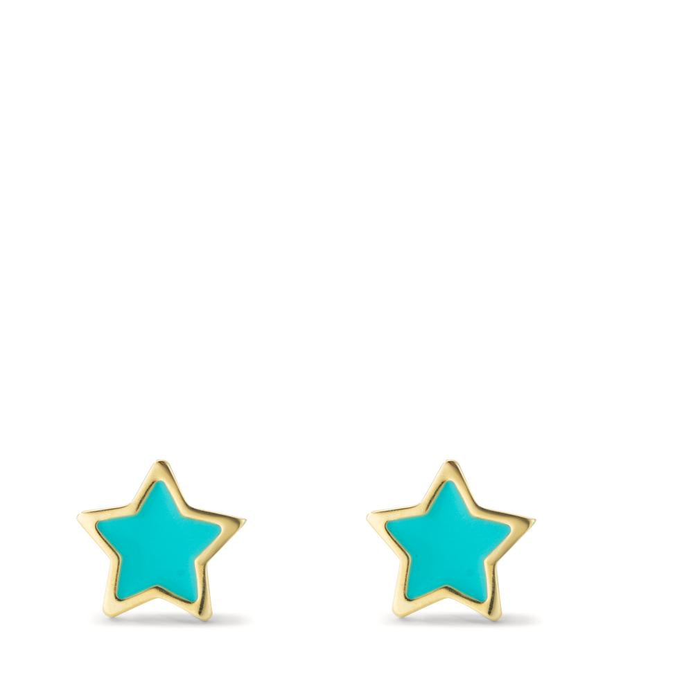 Stud earrings Silver Yellow Gold plated Star Ø7.5 mm