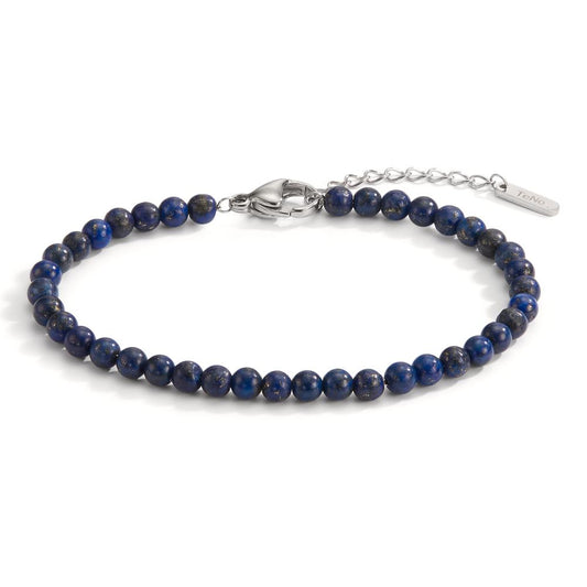 Armband Muse aus Edelstahl mit Lapislazuli verstellbar, Ø4 mm